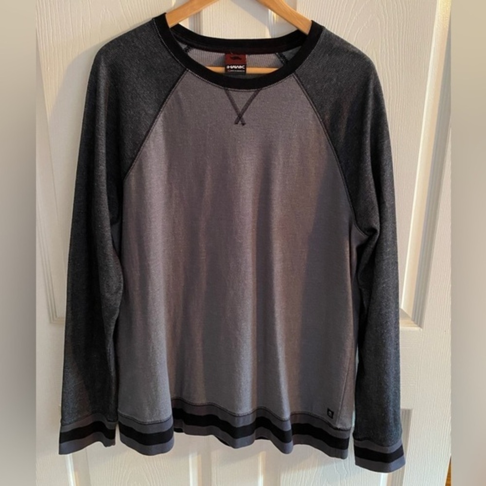 Tony Hawk Men's Long Sleeve Tee - Black and Gray Skateboarder Shirt